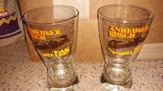 Two Very Rare Vintage Anheuser Busch Classic Dark Beer Glasses Discontinued