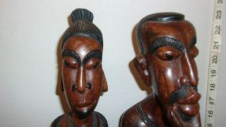 Vintage African American,  Black Hand Carved Wooden Statues,  Pair Women & Man 23 