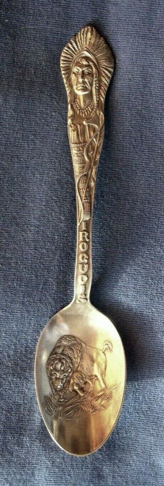 578 - Antique Sterling Silver Indian/buffalo Souvenir Spoon
