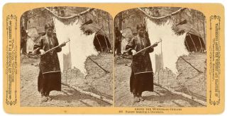 Woman Tanning Deer Skin Winnebago Indians Native American Stereoview H.  H Bennett