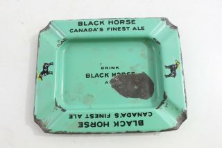Vintage Black Horse Ale Advertising Porcelain Ashtray Beer Smoking - M33
