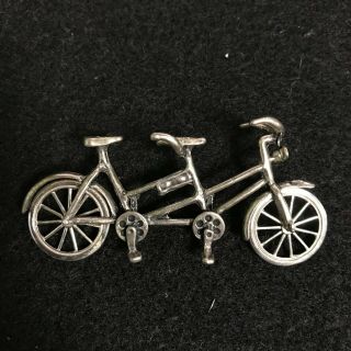 Vintage Solid Sterling Silver 800 Italian Made Miniature Tandem Bike 10.  7 Grams