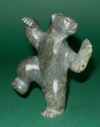 Inuit Eskimo Carved Stone Sculpture Dancing Bear Markoosie Papigatok Markosie