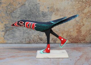 Navajo Folk Art - Raven In Sneakers Nw & Sw Design By Matthew Yellowman
