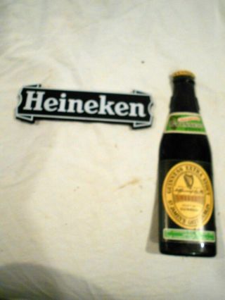 2 - Vintage Plastic Beer Signs Heineken 6 1/2 " & Guinness Stout 9 X 3