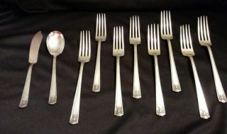 Holmes And Edwards Century Pattern 8 Dinner Forks,  Sugar Spoon,  Butter Knife