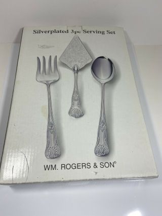 Wm Rogers 3 Pc Silverplated Serving Set Kings Pattern