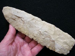 Very Large Authentic 8 3/8 " Chert Knife From Blue Grass,  Iowa