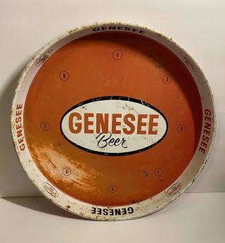 Vintage Metal Genesee Beer Advertising 12” Tray (old) Clock Style