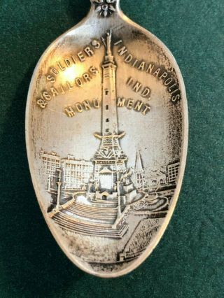 Vintage Sterling Silver Souvenir Spoon Indiana Soldiers Monument