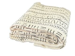 Lg African Bogolan Mud Cloth Textile 58 " By 87 "