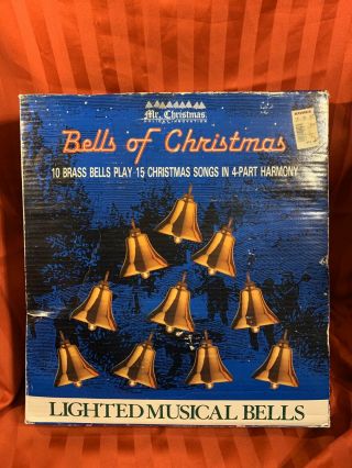 Vintage Mr.  Christmas Brass Bells Of Christmas Lighted Musical Songs Decoration