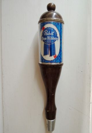 Vintage Pabst Blue Ribbon Beer Tap Handle Wood 12” Tall
