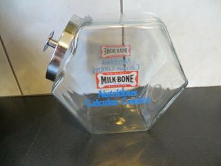 Vintage Milk Bone Biscuits Counter Top General Store Display Glass Jar W/ Lid