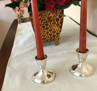 Vintage Pair Duchin Creation Sterling Silver Candle Holders Weighted Base C 1950