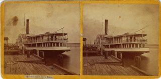 St Johns River Florida Steamboat Stereoview Steamer Nick King Sidewheel At Wharf