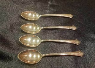 Set Of 4 Gorham Pat.  1933 Lady Caroline Demi Tasse Spoons Silver Plate