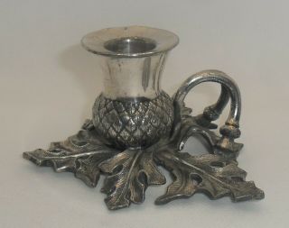 Victorian James Dixon And Son Silver Plated Epbm Scottish Thistle Chamberstick