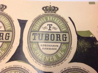 Tuborg Denmark Vintage x26 Beer Labels On Sheet Old Stock 1954 