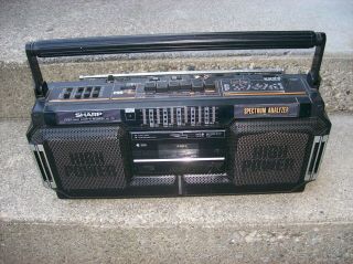 Vintage Sharp Stero Radio Double Cassette Model Wq - T232 " Boom Box "
