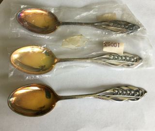 3 - Vintage Finland Lily Of The Valley Demi - Spoon By Alp Kultakeskus Oy Silver Nos