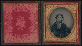 Pretty Young Lady Wearing Bonnet With Veil 1/6 Plate Clear Glass Ambrotype A276 2