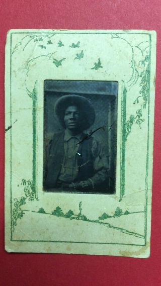 1890s Early Black American Western Cowboy Celluloid Photo Rodeo Bill Pickett???
