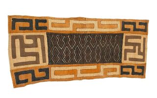 African Kuba Cloth Raffia /textile Zaire 44 " By 19 "