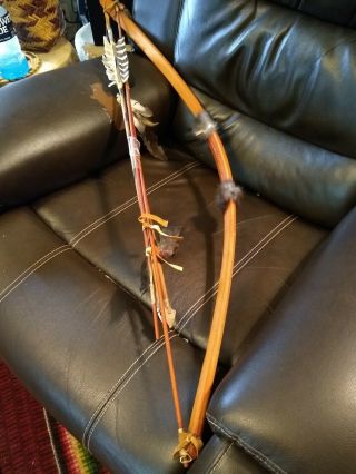 Awesome Vintage Native American Hand Made Bow And Arrow Set 1970s