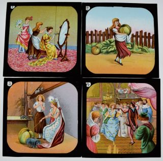 Boxed Set Of 8 Magic Lantern Slides Cinderella C1900 Edwardian Childrens Set