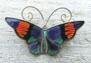 Vintage Enameled David Andersen Norway Sterling 925 Butterfly Pin Brooch