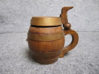 Wood Whiskey Barrel Mug With Copper Bands Wooden Keg Style Stein With Lid