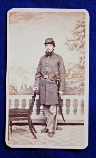 Civil War Cdv,  Artillery Sergeant Armed W/ Foot Officer Sword