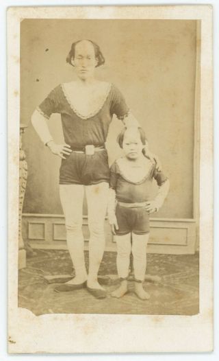 Cdv Circa 1870.  Two Japanese.  Circus.  Acrobat ? Japan.  Annet In Tarbes.