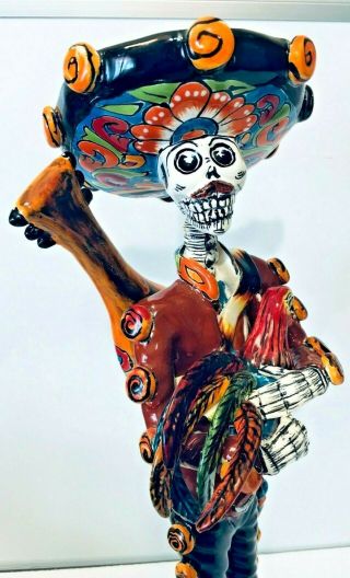 Catrina Day Of The Dead Xl 22 " Mariachi Charro Talavera Mexican Folk Art Rooster