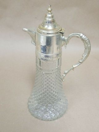 Vintage Leonard Italy Crystal And Silver Plated Wine Claret/decanter/jug