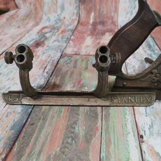 VTG STANLEY NO.  45 COMBINATION PLOW PLANE WOODWORKING TOOL INCLUDES 1 CUTTER 2