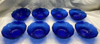 Set Of 8 Vintage Avon Cobalt Blue “royal Sapphire” 6 1/2 " Round Bowls (france)