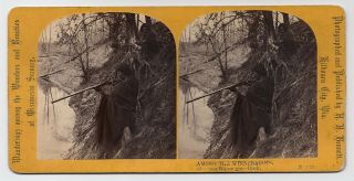 Two Indians Shooting Ducks Winnebago Native - Americans By H H Bennett 1870s Sv