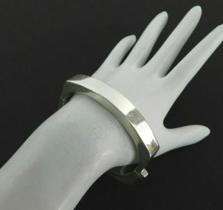 Vintage Taxco Hinged Locking Bracelet Mexico Solid 925 Sterling Silver 6.  5 "