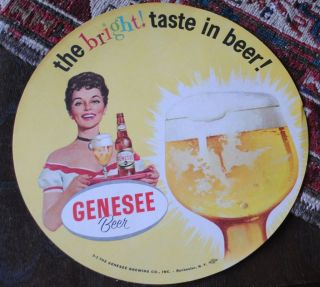 Genesee Beer Double Sided Paper Sign The Bright Taste Genesee Brew.  Co Rochester