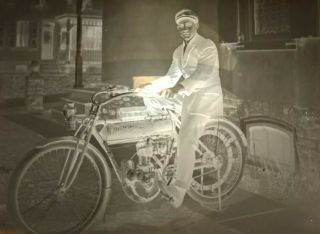 Set Of 5 Glass Negatives 1911 To 1915 Flying Merkel Indian Motorcycle For Dahong