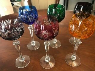 Set Of 6 Nachtmann Crystal Wine Glasses