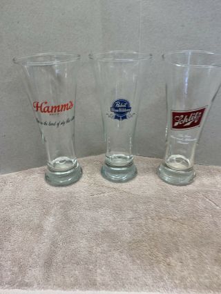 Vintage Schlitz,  Pabst Blue Ribbon,  Hamm’s Beer Glasses (will Sell One At A Time