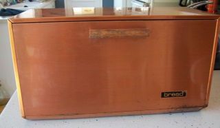 Vintage Lincoln Beauty Ware Midcentury Bread Box Copper W/cutting Board & Shelf
