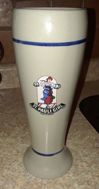 Vintage West German Beer Mug 0.  5l Ceramic St Pauli Girl Staffel Stoneware