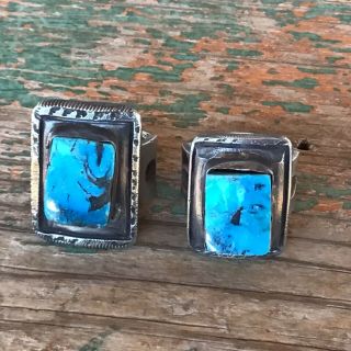 Two Heavy Greg Lewis Acoma / Laguna Pueblo Silver / Turquoise Rings Nr.
