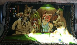 Vintage Tapestry Dogs Playing Pool EUC @@ 2