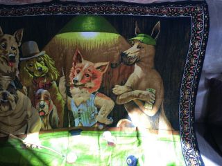 Vintage Tapestry Dogs Playing Pool EUC @@ 3