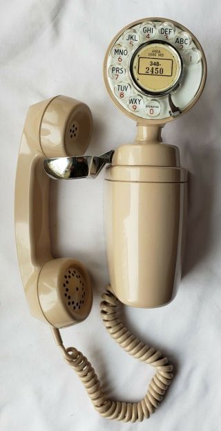 Vintage Automatic Electric Company Aeco Space Saver Rotary Phone Tan